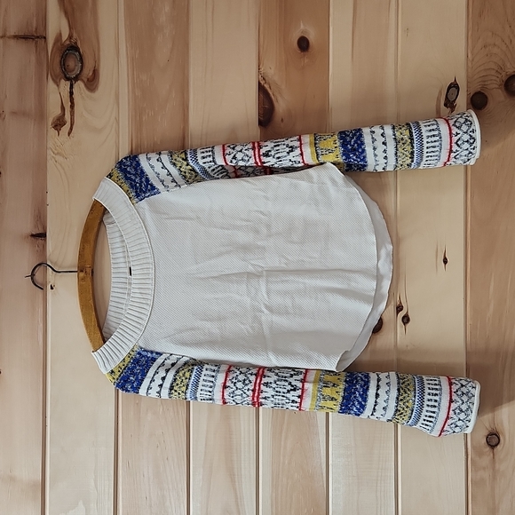 Free People Sweaters - Like new Free People Sweater bell sleeves mixed pattern boho sweater fairground